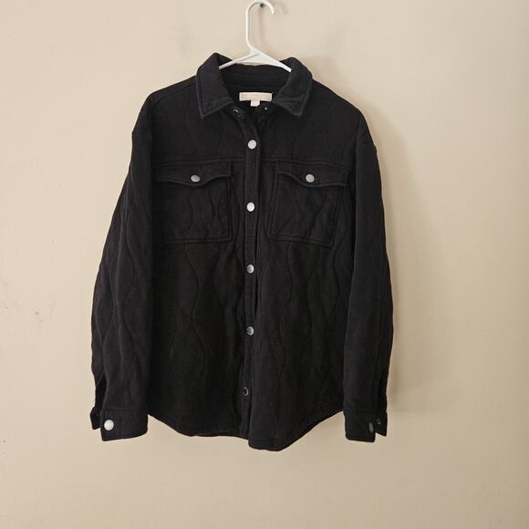 SPIRITUAL GANGSTER Wave Quilt Jacket Shacket Button Black Size XS/S - Picture 1 of 4